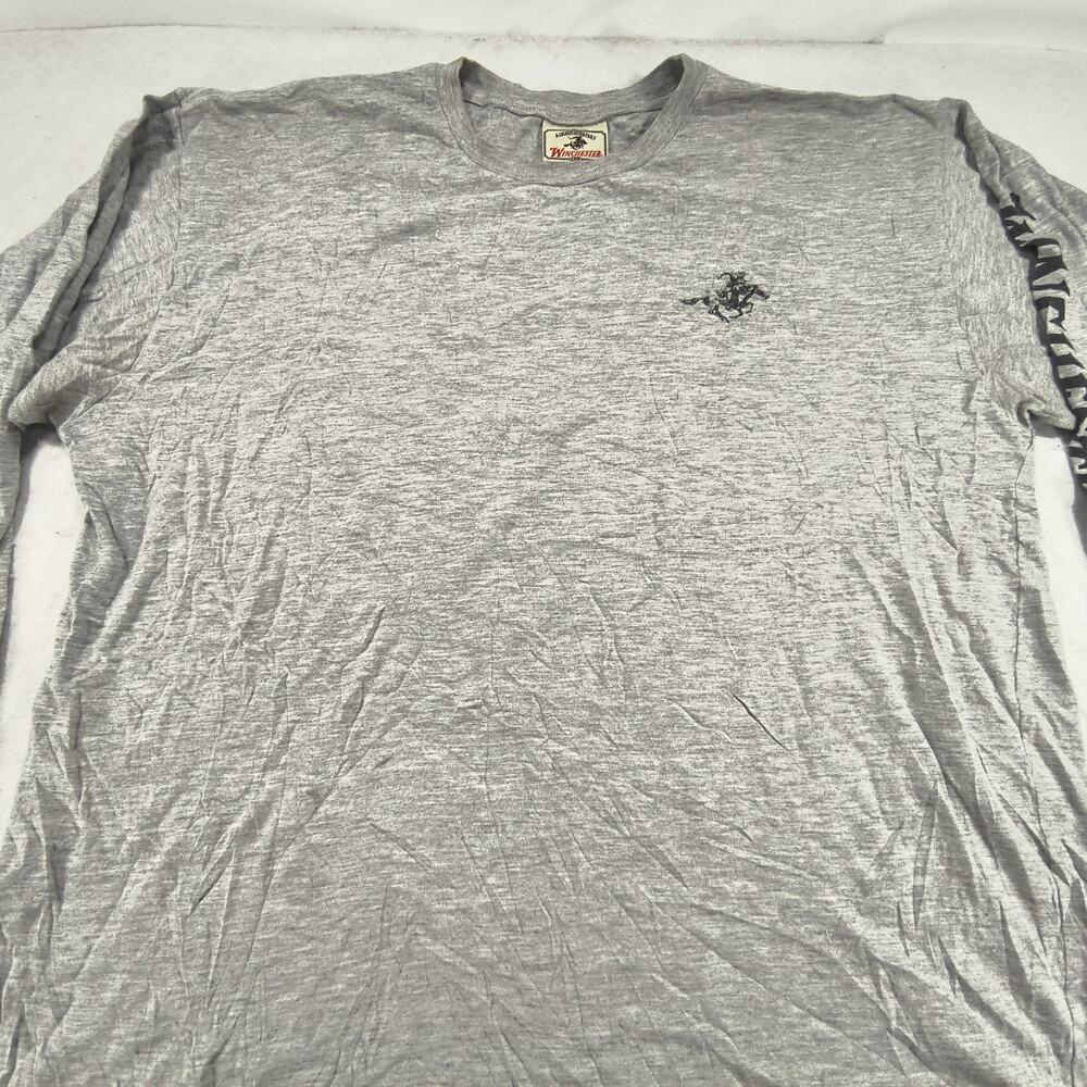 Winchester Crew Neck Long Sleeve Graphic Shirt Mens Size Large L Gray